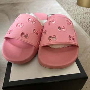 Pink Rubber Gucci Slides